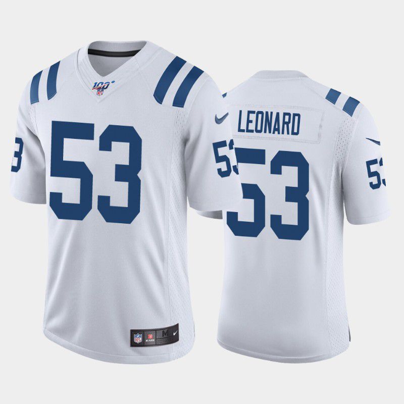Men Indianapolis Colts #53 Darius Leonard Nike White 100th Limited NFL Jersey